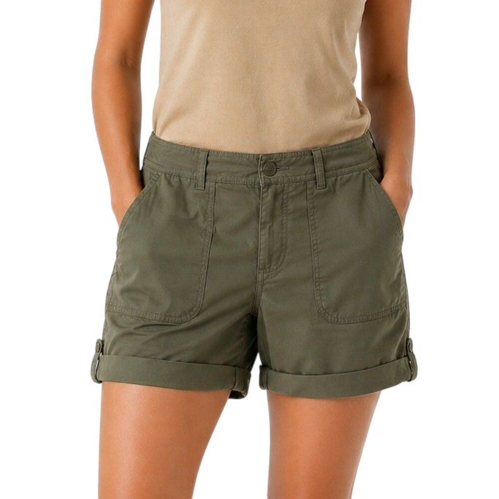 The North Face Horizon Shorts Womens 12 Roll-Up Quick-Dry Adjustable Olive Green
